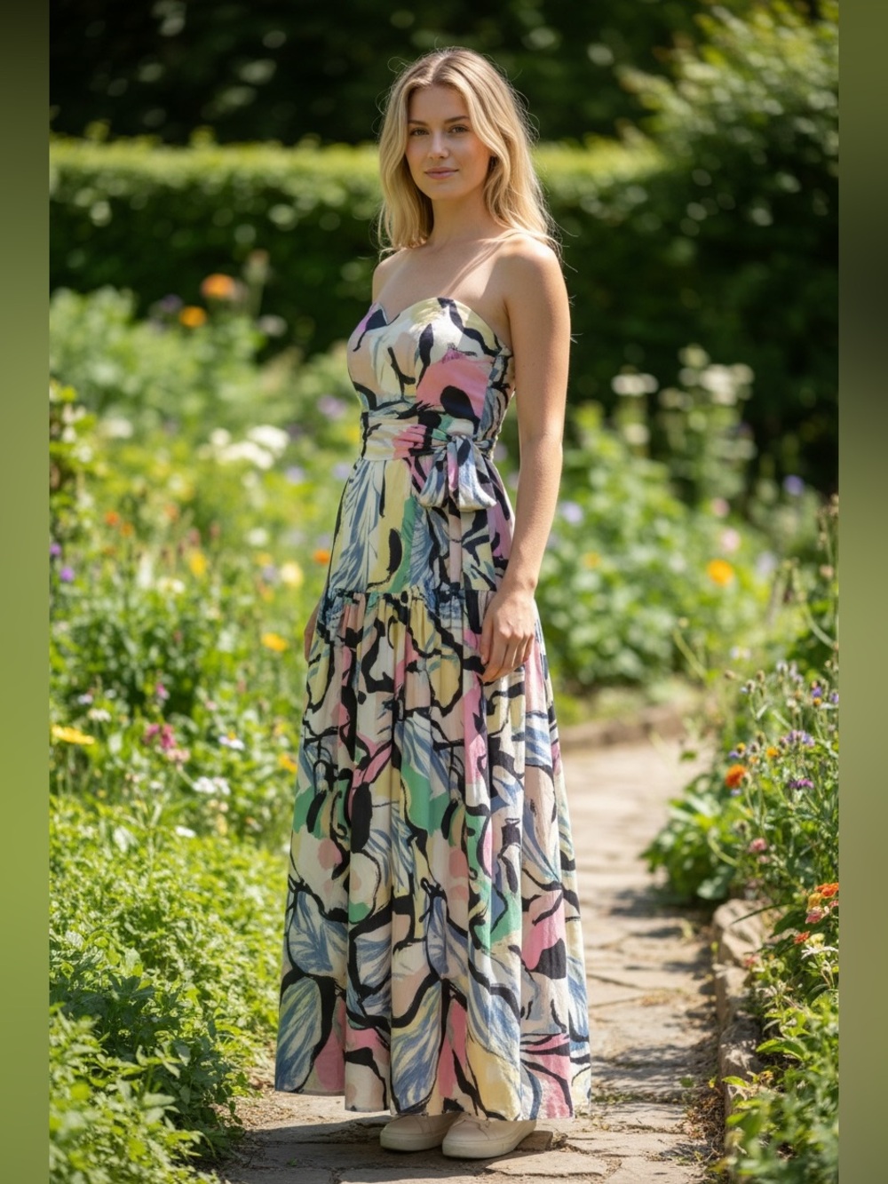 L'ATISTE Multicolor Strapless Dress-brand new